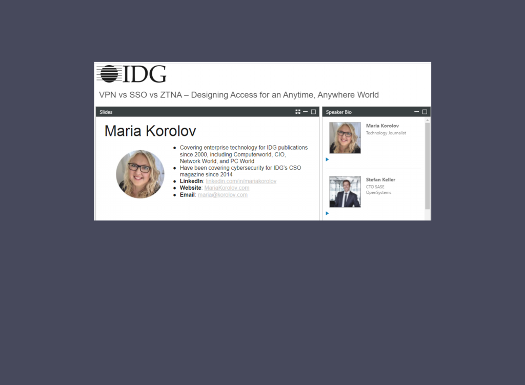 IDG Zero Trust Webinar